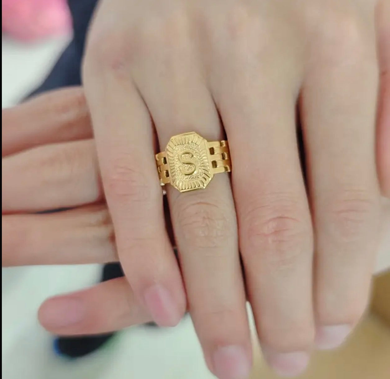 Initial S Ring - Rostfritt Stål Herrring