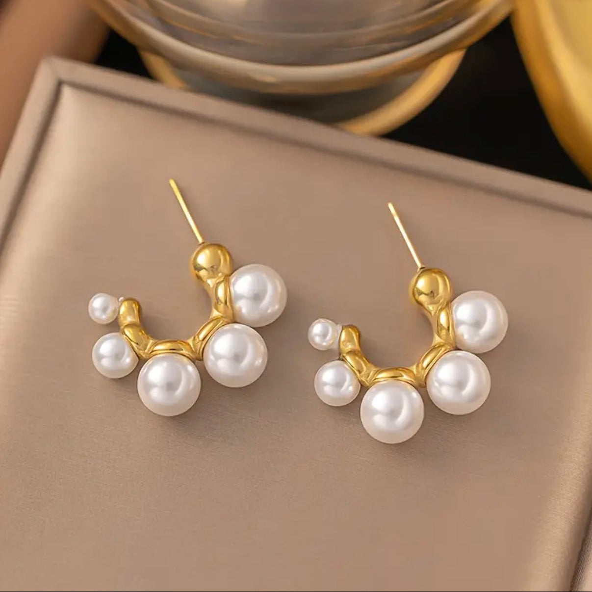 Örhängen med Pärlor - Elegant Design Rostfritt Stål