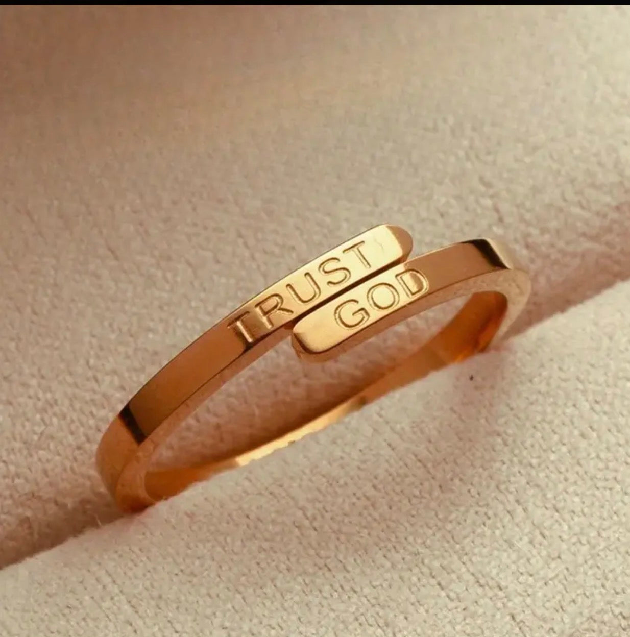 Lita På Gud Ring - Justerbar Rostfritt Stål