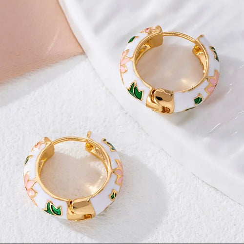 Eleganta Runda Emaljörhängen - Färgglad Design