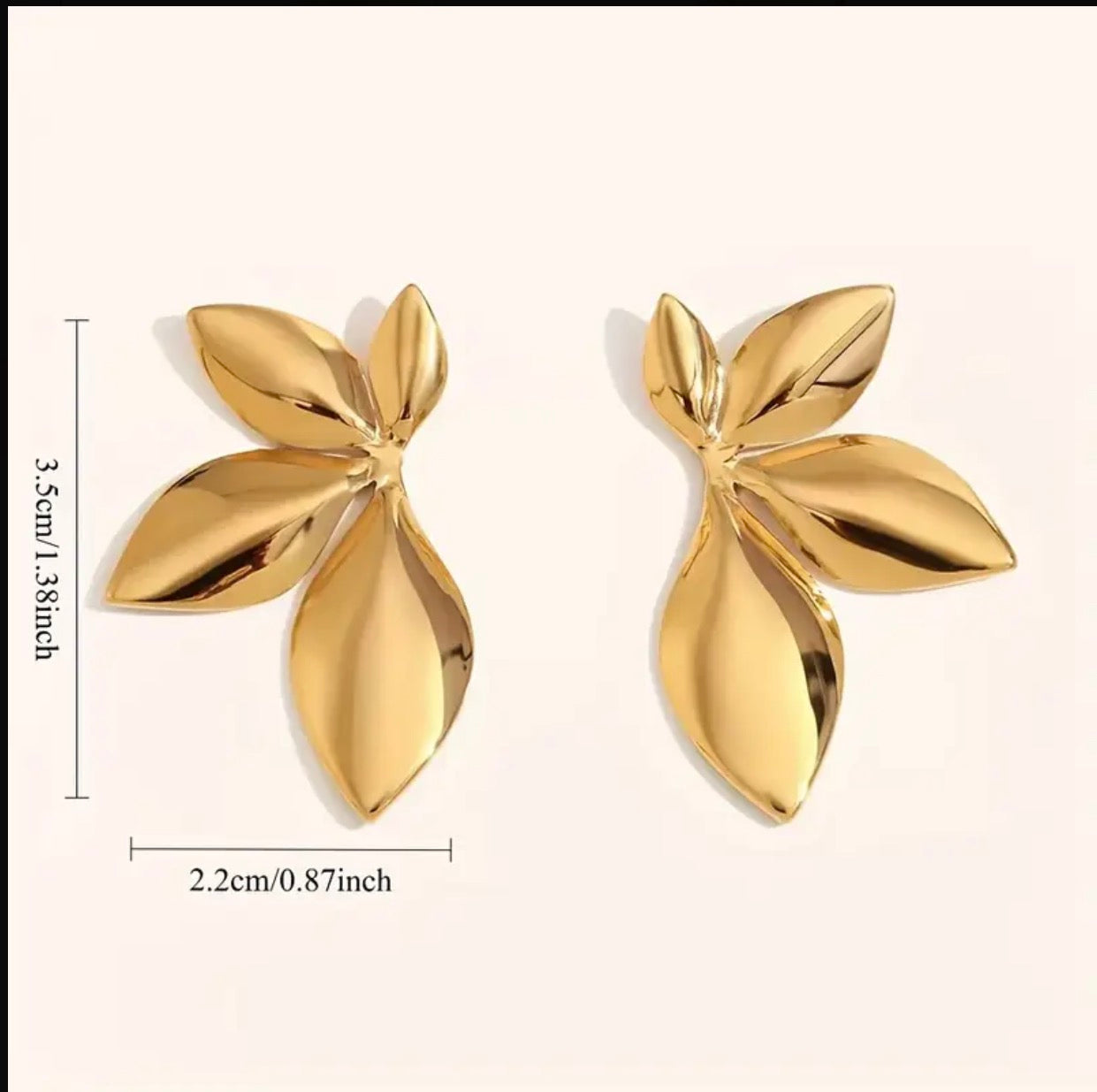 Hypoallergena Örhängen - 18K Guldpläterade Lövdesign