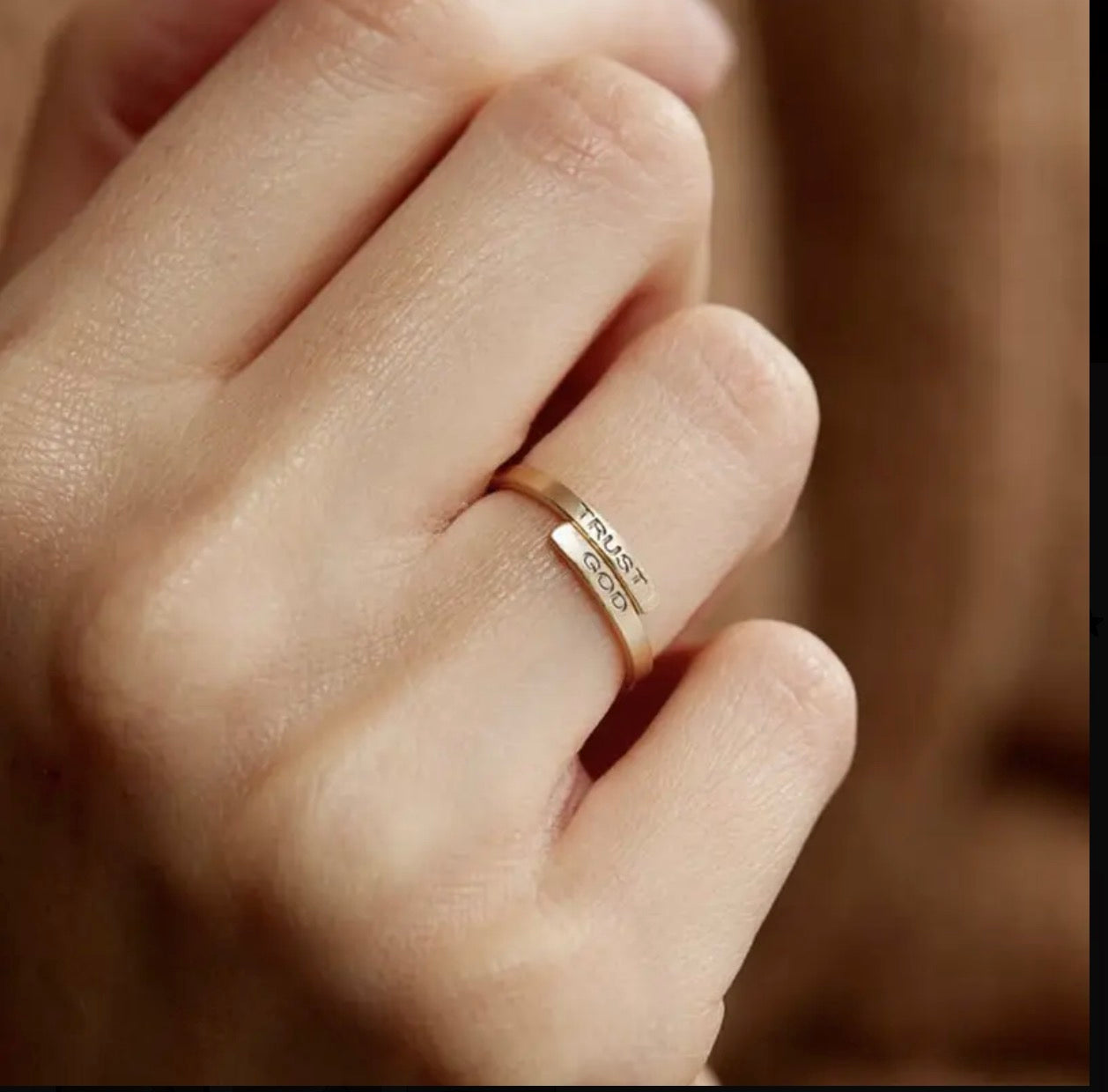 Lita På Gud Ring - Justerbar Rostfritt Stål