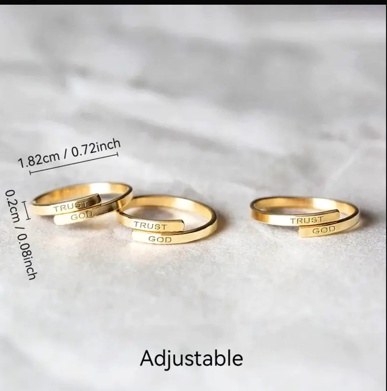 Lita På Gud Ring - Justerbar Rostfritt Stål