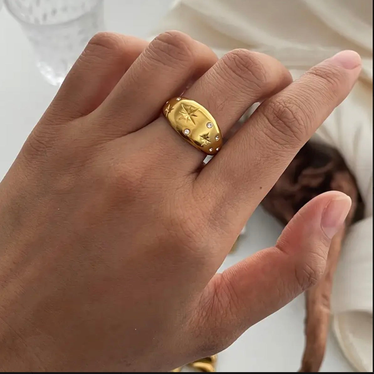 Retro Stjärnformad Öppen Ring - Rostfritt Stål