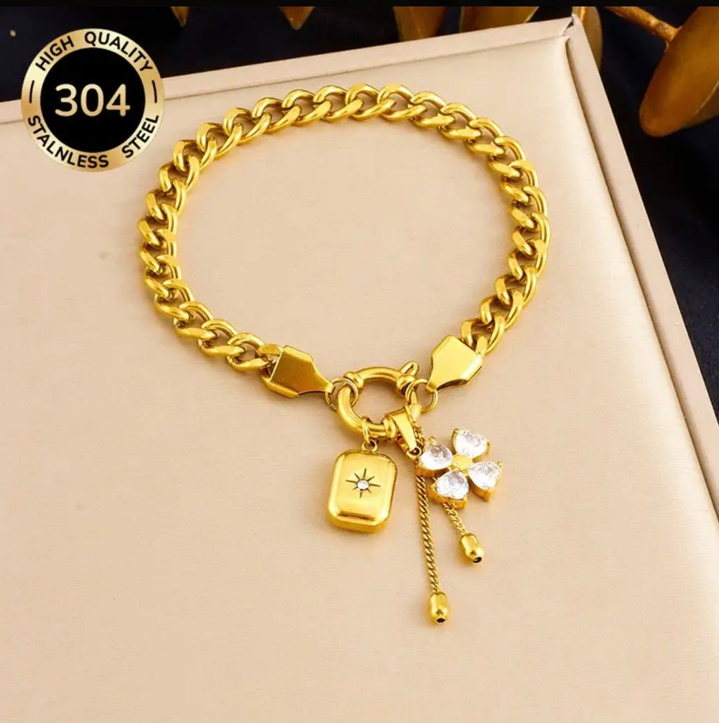 Kraftigt Kedjearmband - Rostfritt Stål Guldpläterat