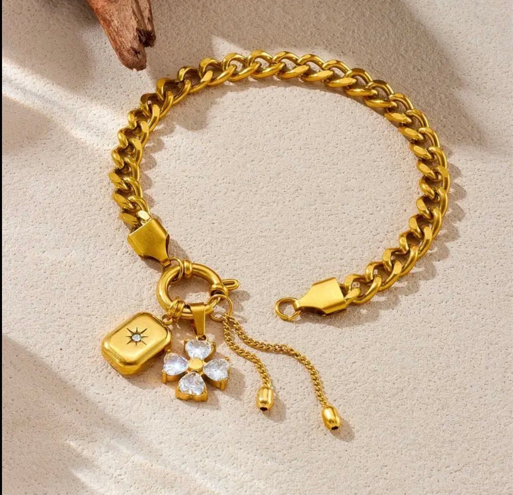 Kraftigt Kedjearmband - Rostfritt Stål Guldpläterat