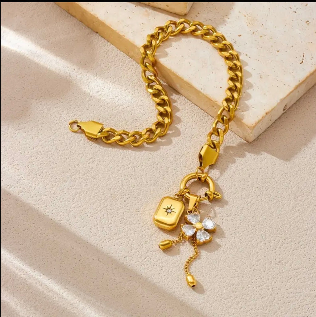 Kraftigt Kedjearmband - Rostfritt Stål Guldpläterat