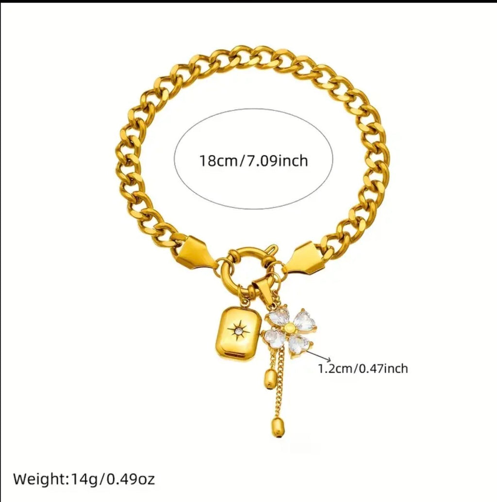 Kraftigt Kedjearmband - Rostfritt Stål Guldpläterat