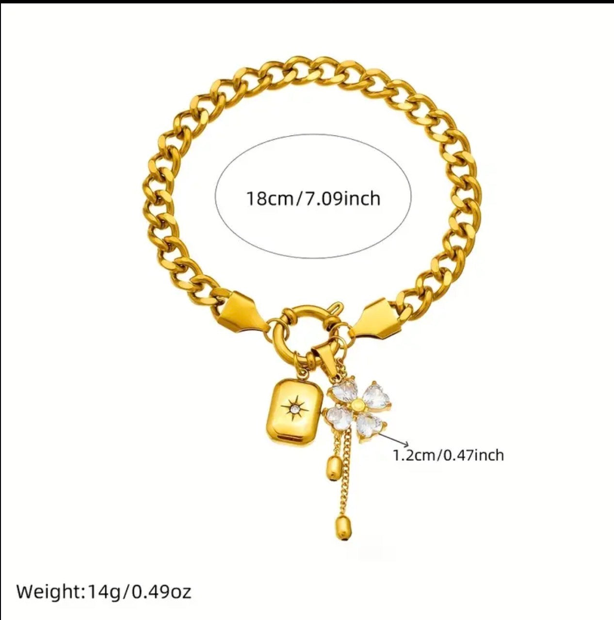 Kraftigt Kedjearmband - Rostfritt Stål Guldpläterat