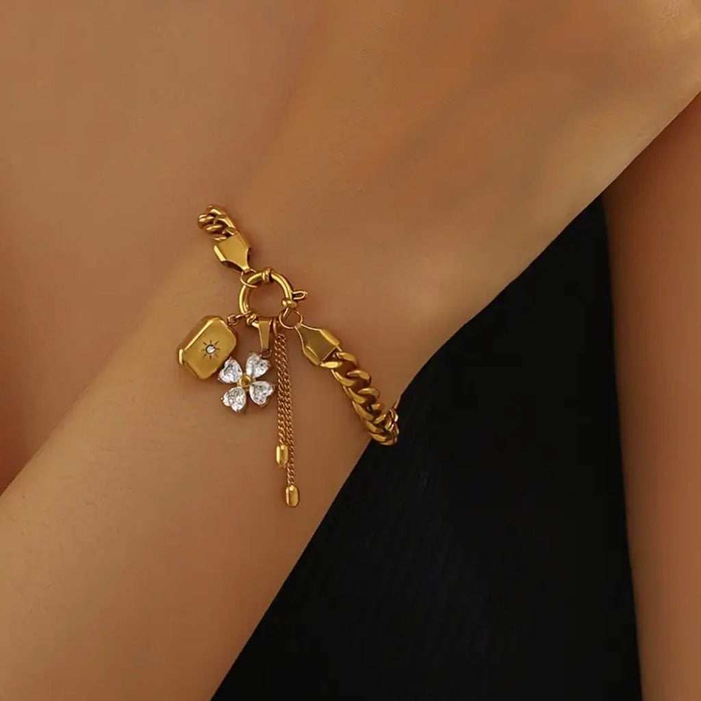 Kraftigt Kedjearmband - Rostfritt Stål Guldpläterat