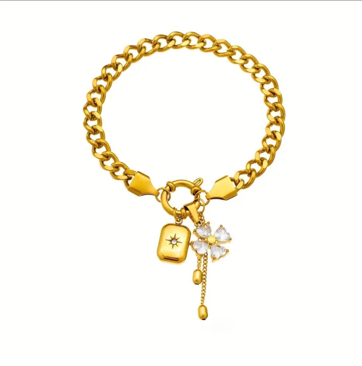 Kraftigt Kedjearmband - Rostfritt Stål Guldpläterat